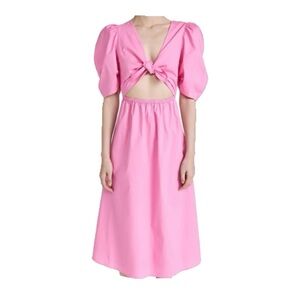WAYF Barbie pink puff sleeve cut out midi dress s small EUC